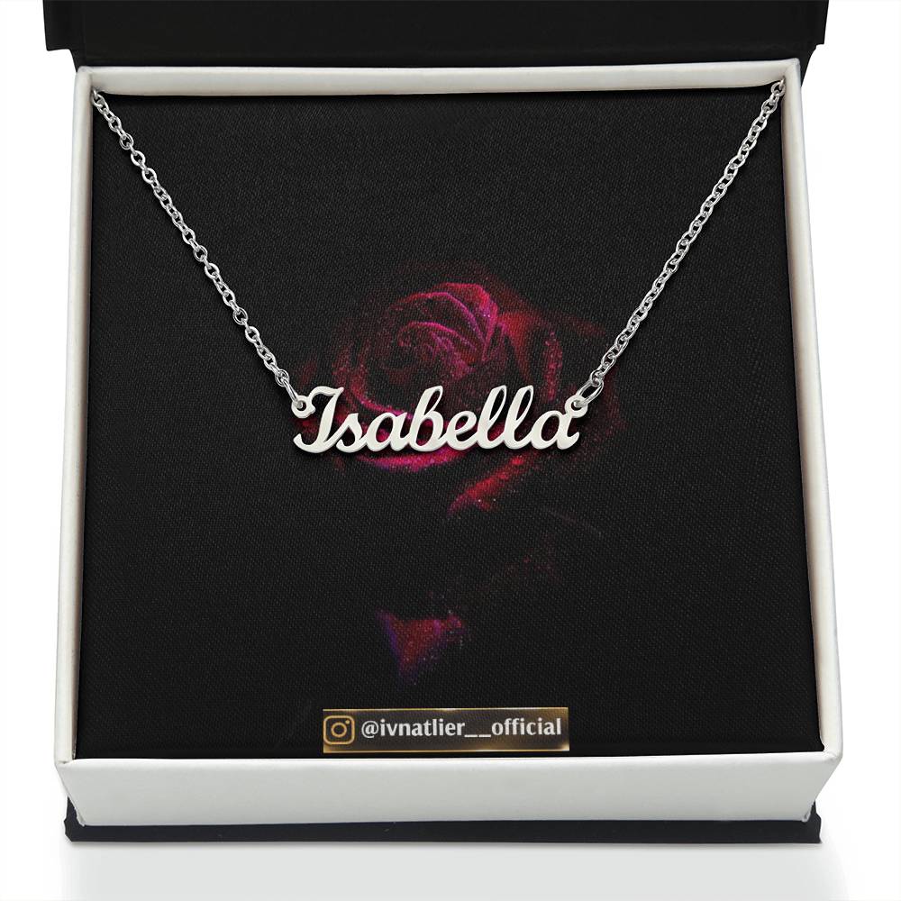 Rose theme name necklace