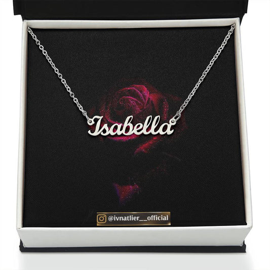 Rose theme name necklace