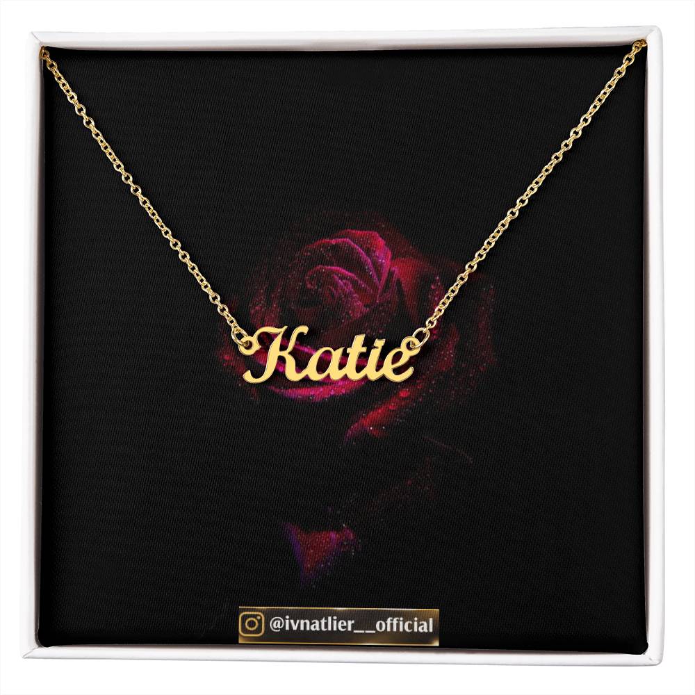 Rose theme name necklace