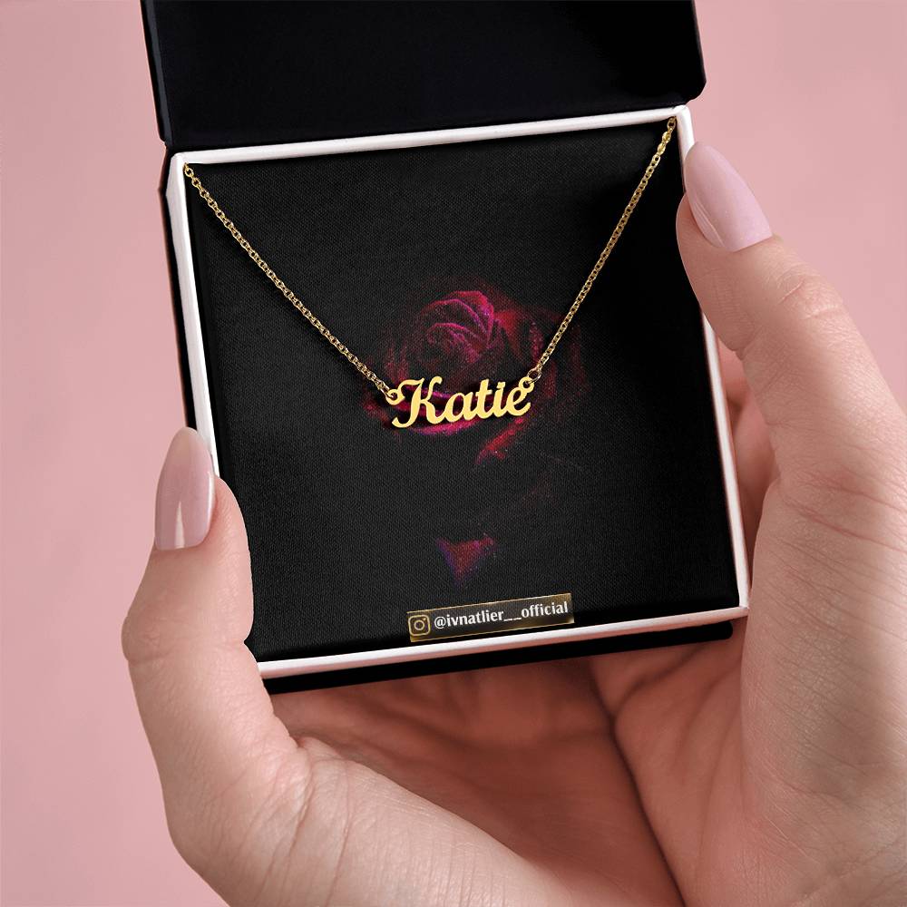 Rose theme name necklace