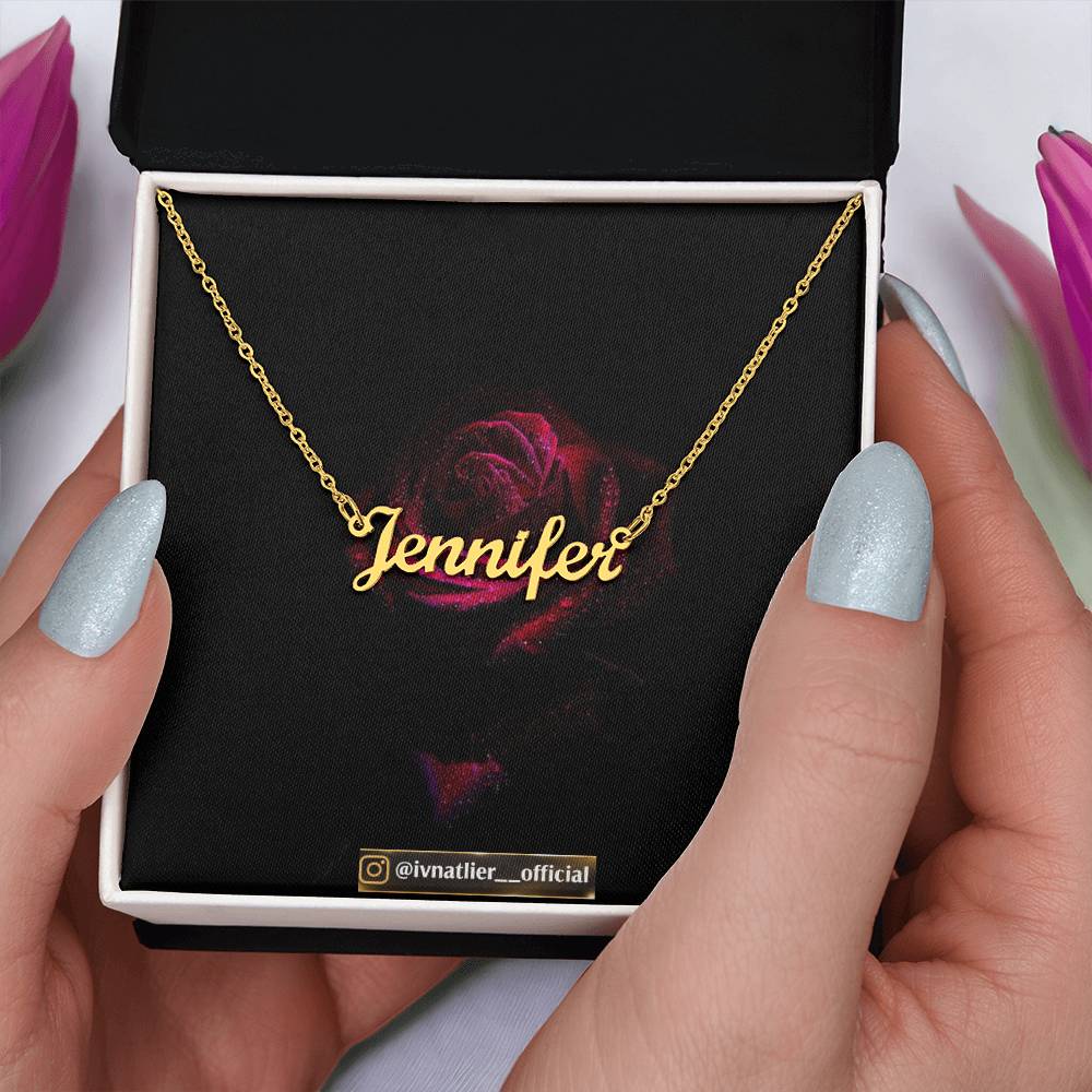 Rose theme name necklace