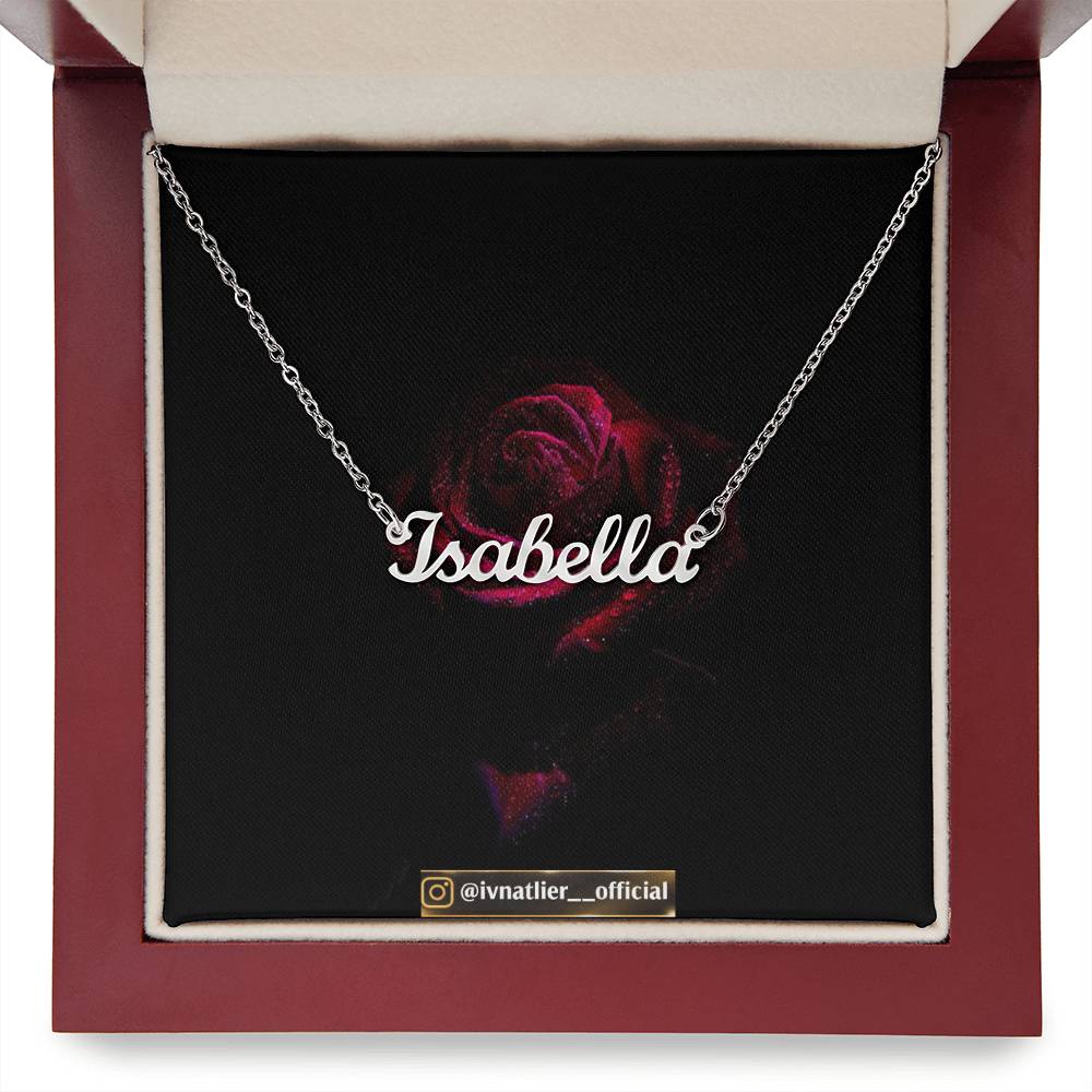 Rose theme name necklace