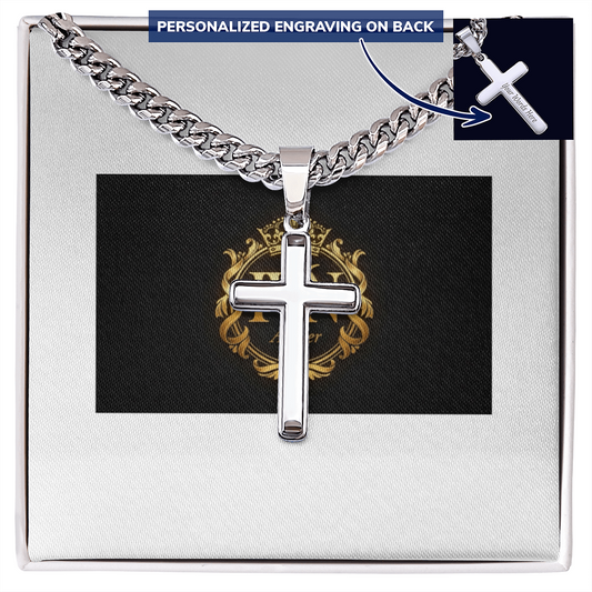 Personalized Cross with Cuban Link Chain
