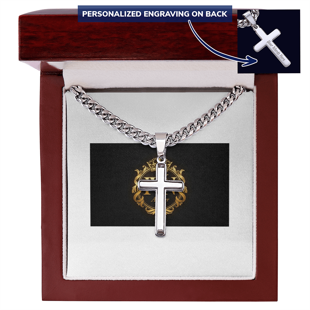 Personalized Cross with Cuban Link Chain