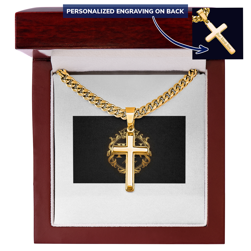 Personalized Cross with Cuban Link Chain