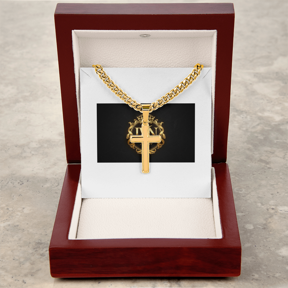Personalized Cross with Cuban Link Chain