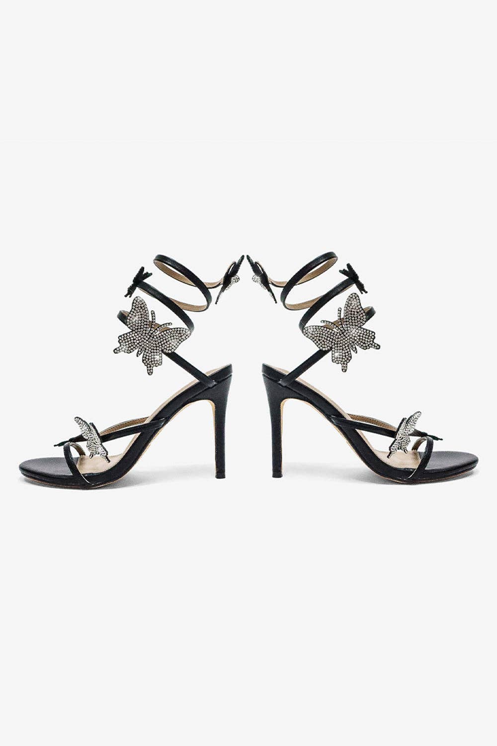 Melanie Butterfly Crystal  Detail  Spiral Strap Heels