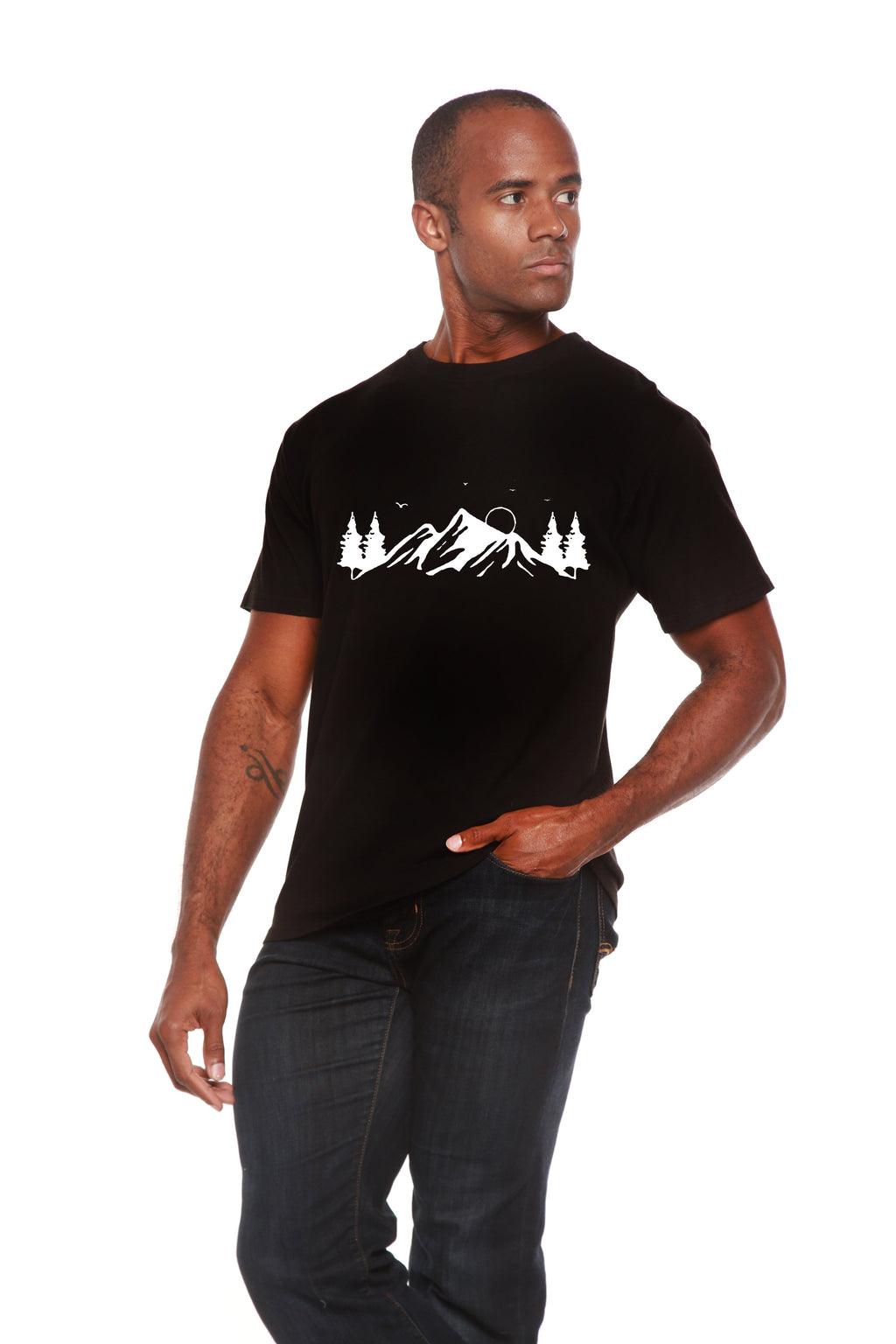 Men's Bamboo Viscose/Organic Cotton Short Sleeve T-Shirt with Print Mauna Kea